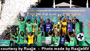 courtesy Raajje -  Maalegan Sports Club crowned champions of Fuvahmulah City Futsal Tournament